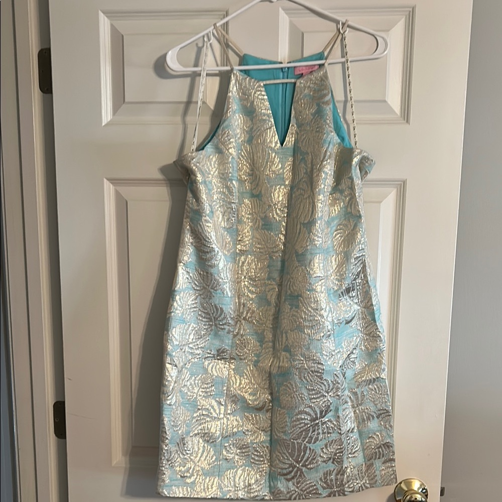Turquoise and Silver Patterned Lilly Pulitzer Dre… - image 1